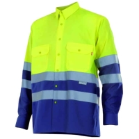 Camisa alta visibilidad bicolor manga larga Velilla 144 • Vestuario Laboral Bazarot